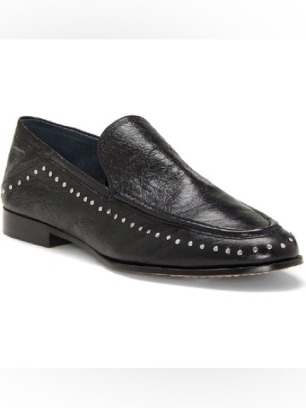 Vince Camuto Black Leather Stud-Trim Slip-On Loafers & mule